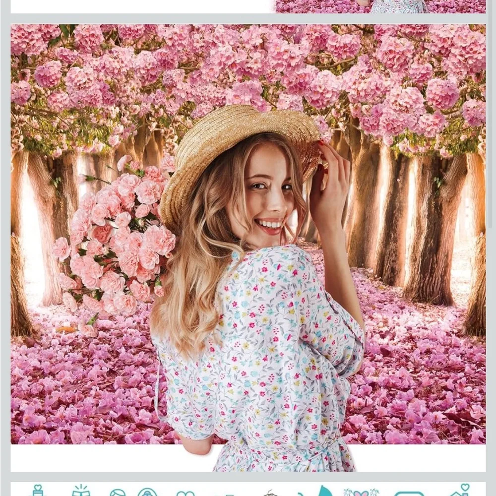 Cherry Blossom Pathway Wall Art 7 x 5 feet backdrop cloth for pictures